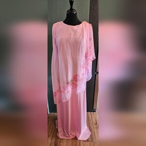Vintage Elegant Pink Floral Women's Dress